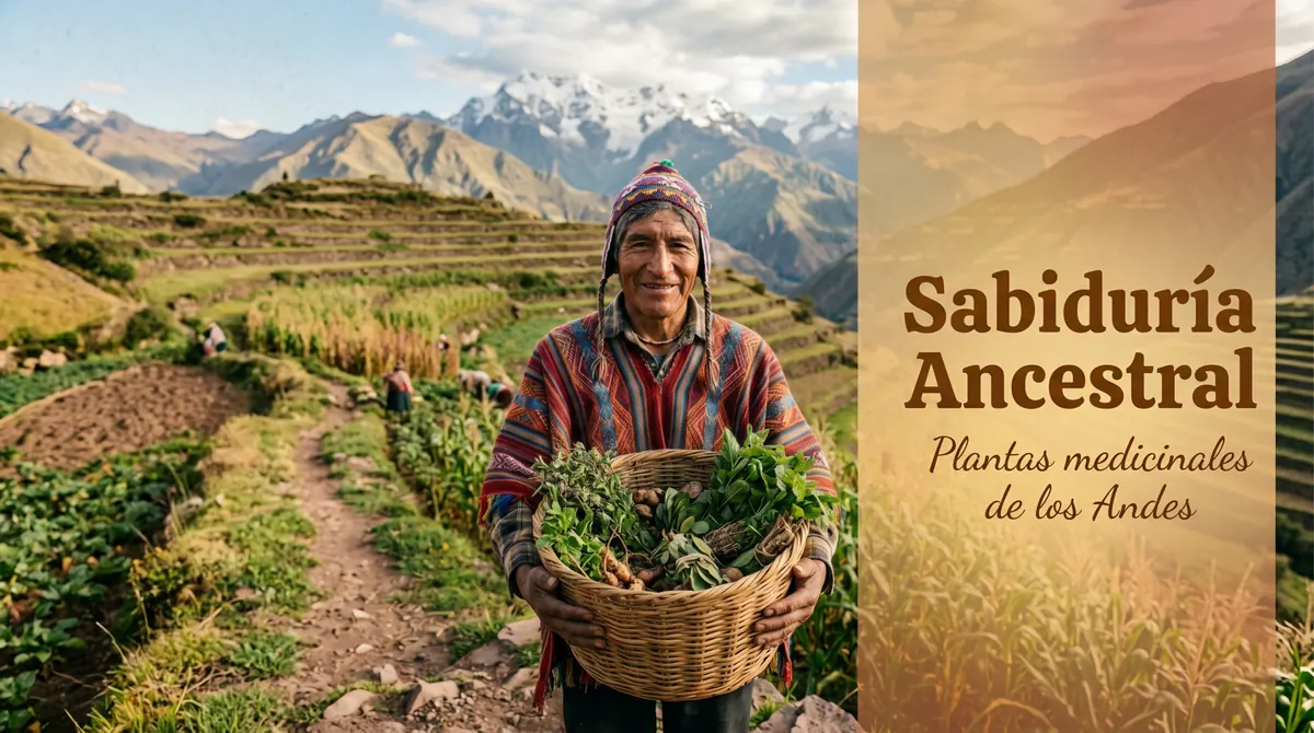 Documentación y plantas medicinales sobre una mesa de trabajo