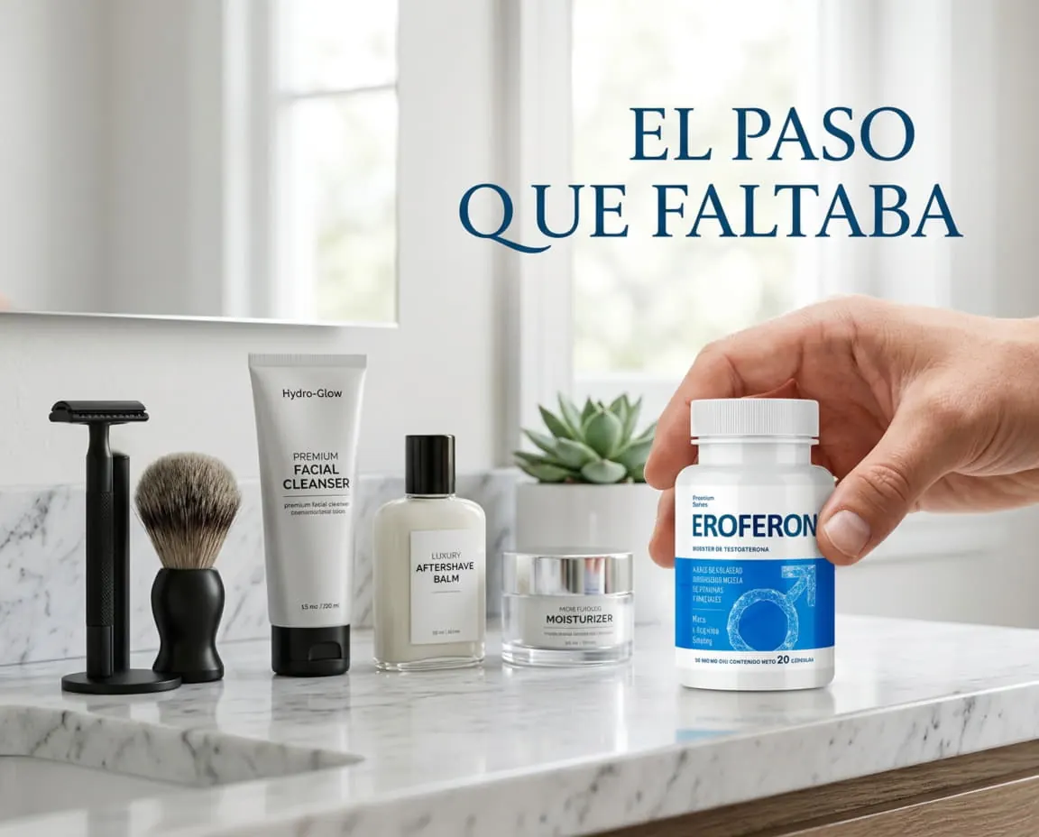 Frasco de Eroferon junto al lavabo, integrado en la rutina de la mañana