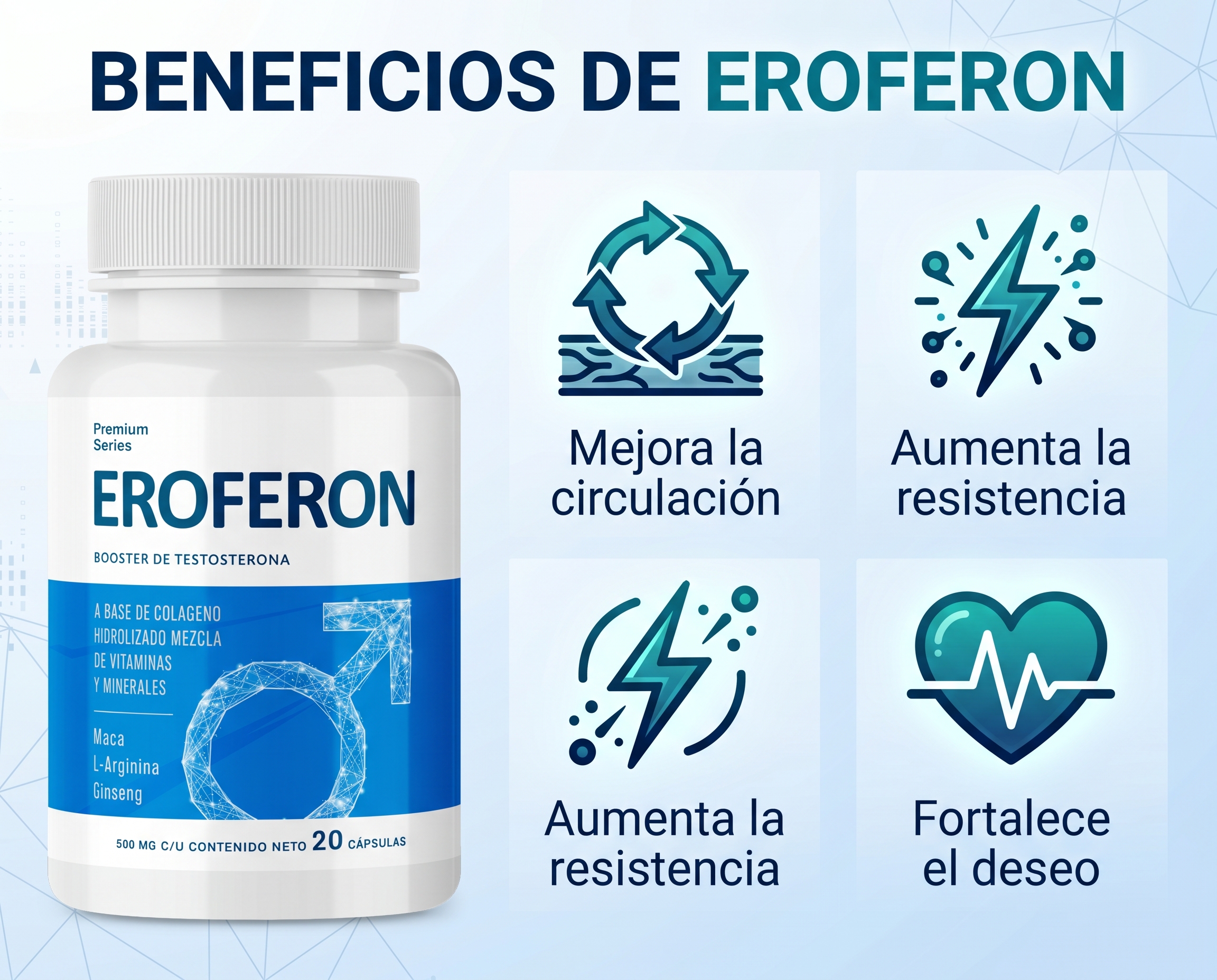 Beneficios de Eroferon: mejor circulación, resistencia, deseo y energía masculina natural